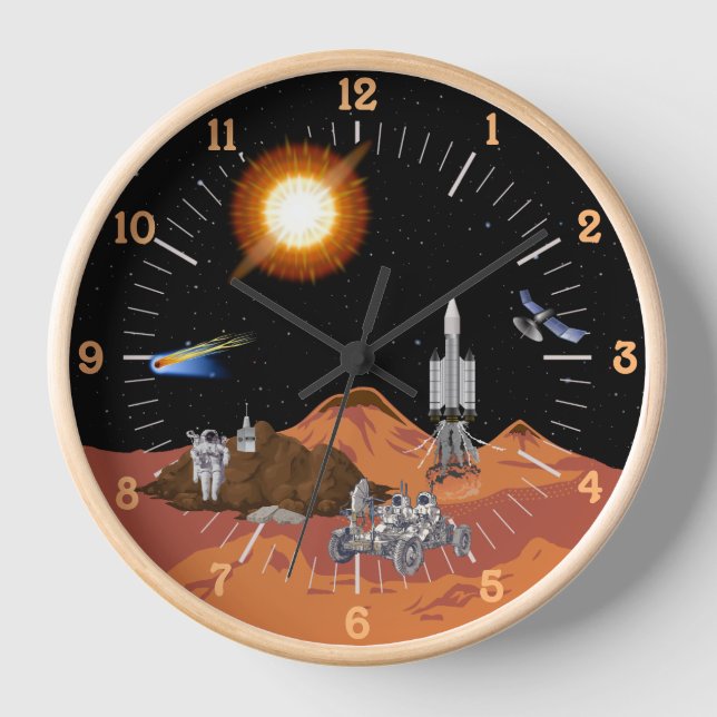 Mars Scene Sci-Fi Clock (Front)