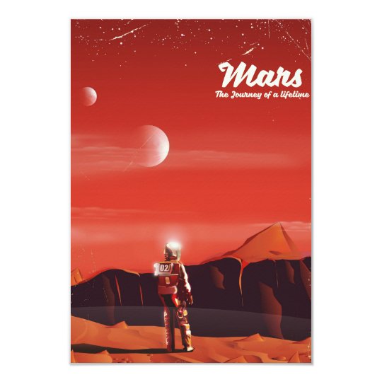 Mars Science fiction vintage travel poster Card