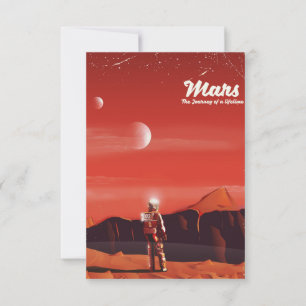 Mars Science fiction vintage travel poster Invitation