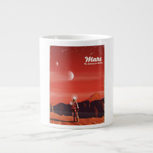Mars Science fiction vintage travel poster Large Coffee Mug