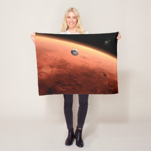 Mars Science Laboratory Approaching Mars. Fleece Blanket