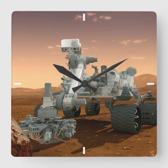 Mars Science Laboratory Curiosity Rover. 4 Square Wall Clock (Front)