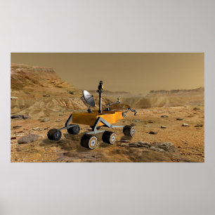 Mars Science Laboratory travels near a canyon Poster
