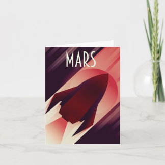 Mars Starship Art Deco Space Art Holiday Card