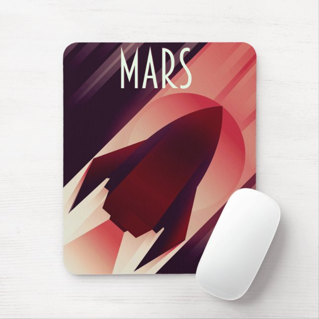 Mars Starship Art Deco Space Art Mouse Mat (With Mouse)