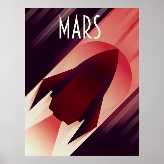 Mars Starship Art Deco Space Art Poster (Front)