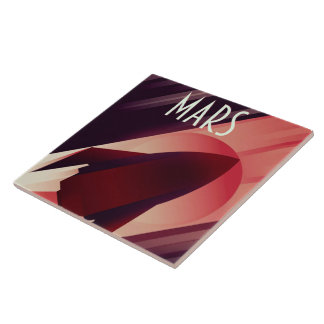 Mars Starship Art Deco Space Art Tile