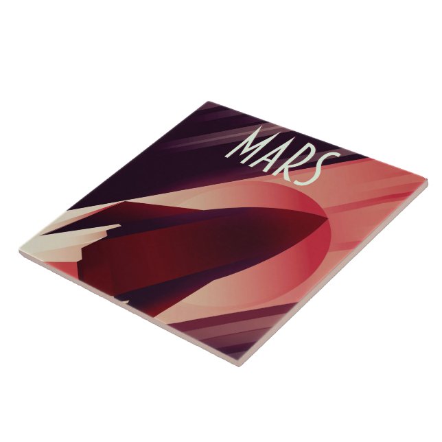 Mars Starship Art Deco Space Art Tile (Side)