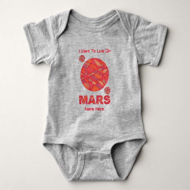 Mars The Red Planet Space Geek Solar System Fun Baby Bodysuit (Front)