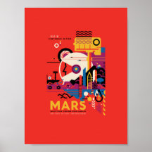 Mars Travel Poster, Tourist, Planet, Astronomy