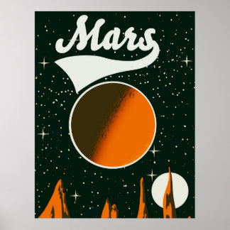 Mars vintage space art poster