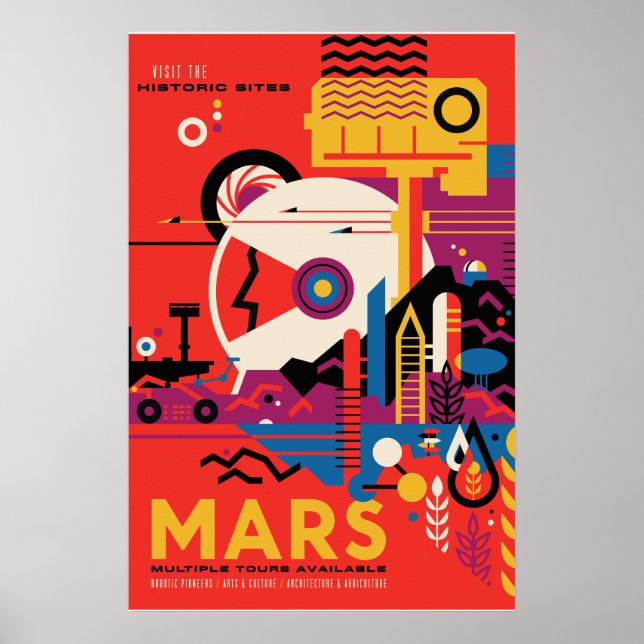Mars Vintage Space Travel Poster (Front)