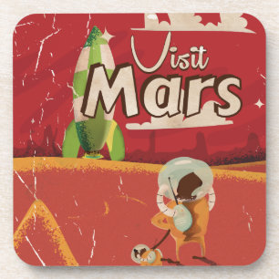 Mars Vintage Travel Poster Coaster