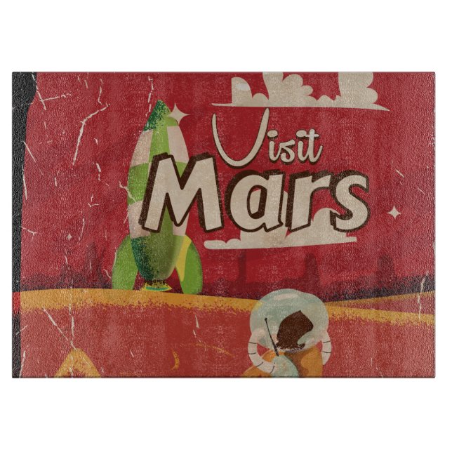 Mars Vintage Travel Poster Cutting Board (Front)