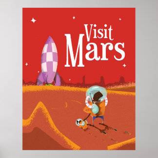 Mars Voyage vintage travel poster