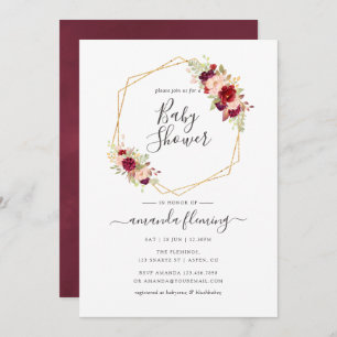 Marsala and Blush Boho Geometric Baby Shower Invitation