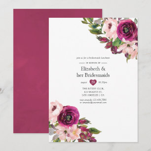 Marsala and Blush Floral Bridesmaids Luncheon Invitation