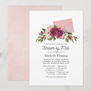 Marsala and Blush Floral Shower by Mail Invitation