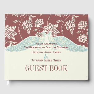 MARSALA AND IVORY CLASSIC PEACOCK GUEST BOOK
