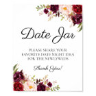 Marsala and Pink Floral Date Jar Sign