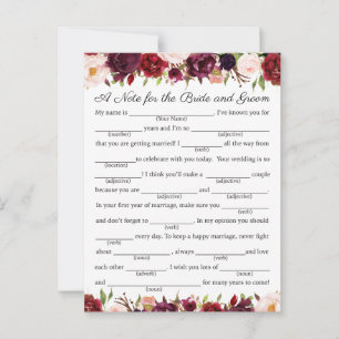 Marsala and Pink Floral Wedding Advice Cards