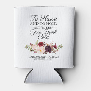 Marsala and Pink Floral Wedding Can Coolers