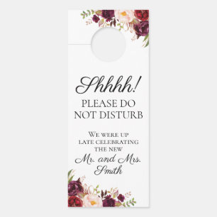 Marsala and Pink Floral Wedding Door Hangers