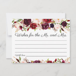 Marsala and Pink Floral Wedding Wishes Cards
