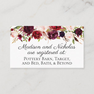 Marsala and Pink Wedding Registry Insert Cards