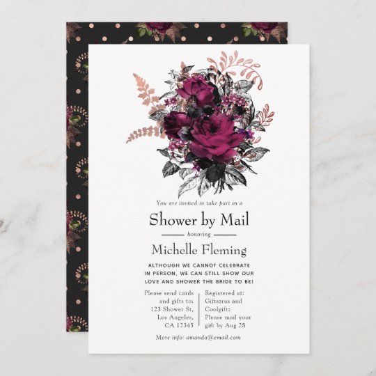 Marsala and Rose Gold Floral Shower by Mail Invitation