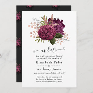 Marsala and Rose Gold Floral Wedding Update Invitation