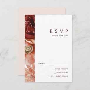 Marsala Autumn Floral Blush RSVP Card