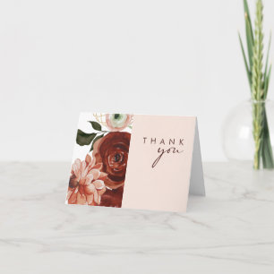 Marsala Autumn Floral   Blush Thank You Card