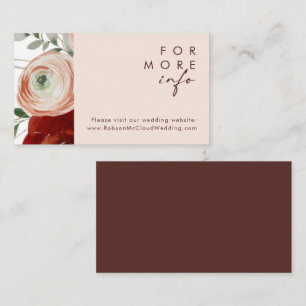 Marsala Autumn Floral   Blush Wedding Website Enclosure Card