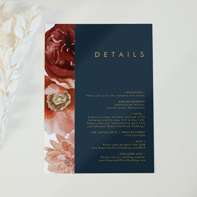 Marsala Autumn Floral | Navy Details Enclosure Card (Creator Uploaded)