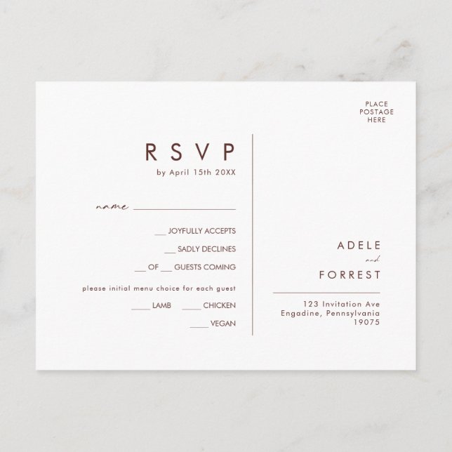 Marsala Autumn Floral Navy Menu Choice RSVP Card (Back)