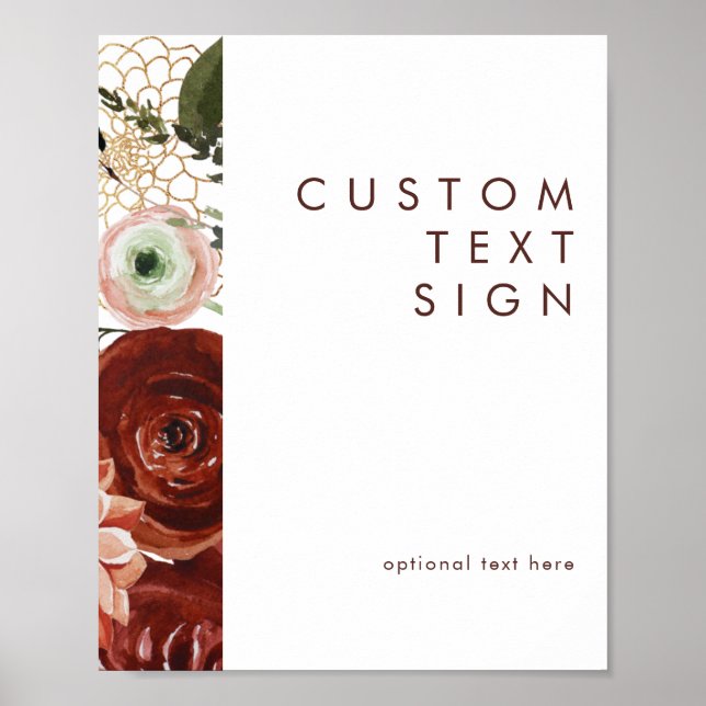 Marsala Autumn Floral | White Cards & Gifts Custom Poster (Front)