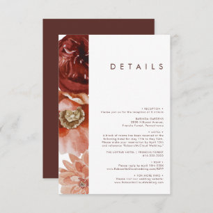 Marsala Autumn Floral White Details Enclosure Card