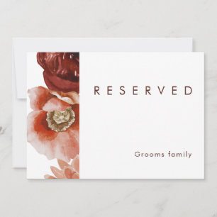 Marsala Autumn Floral   White Reserved Sign