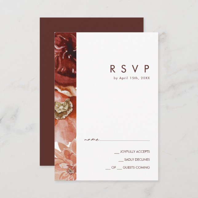 Marsala Autumn Floral | White RSVP Card (Front/Back)
