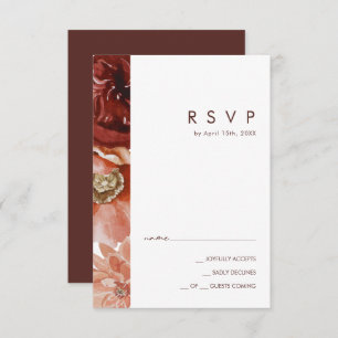 Marsala Autumn Floral White RSVP Card