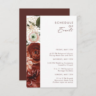Marsala Autumn Floral   White Schedule of Events Enclosure Card