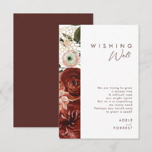 Marsala Autumn Floral   White Wedding Wishing Well Enclosure Card