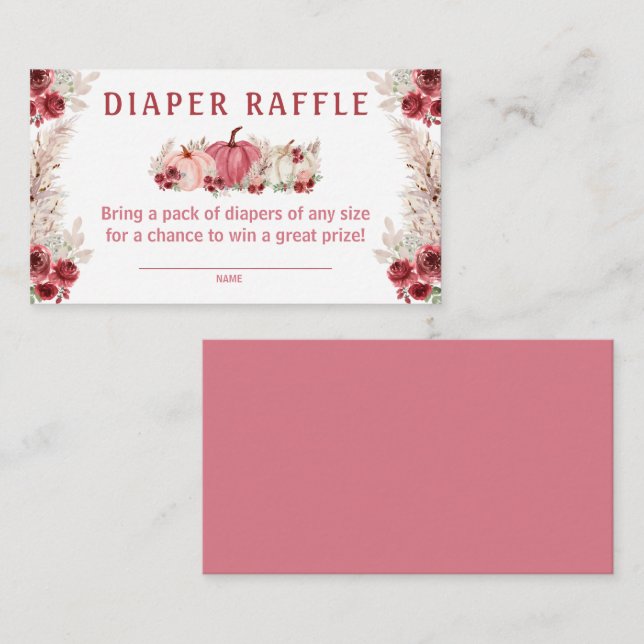 Marsala Baby Shower Diaper Raffle Card (Front/Back)