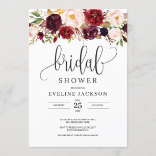 Marsala Blush Floral Bridal Shower Invitation