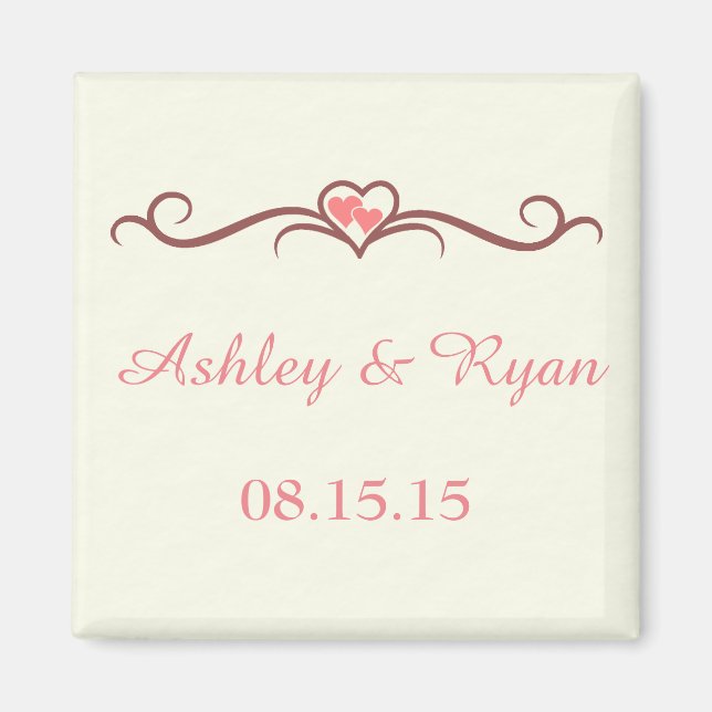 Marsala, Blush & Ivory Custom Square Magnet (Front)