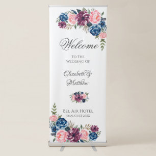 Marsala Blush Pink Navy Peony Wedding Sign