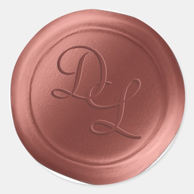 Marsala Brown 2 Letter Monogram Wax Seal Stickers (Front)