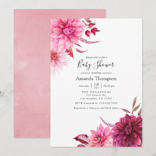 Marsala - Burgundy and Blush Floral Baby Shower Invitation