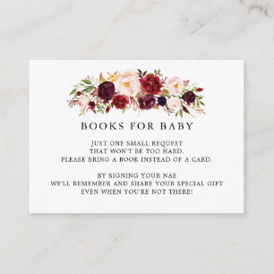 Marsala Burgundy Baby Shower Book Request Insert